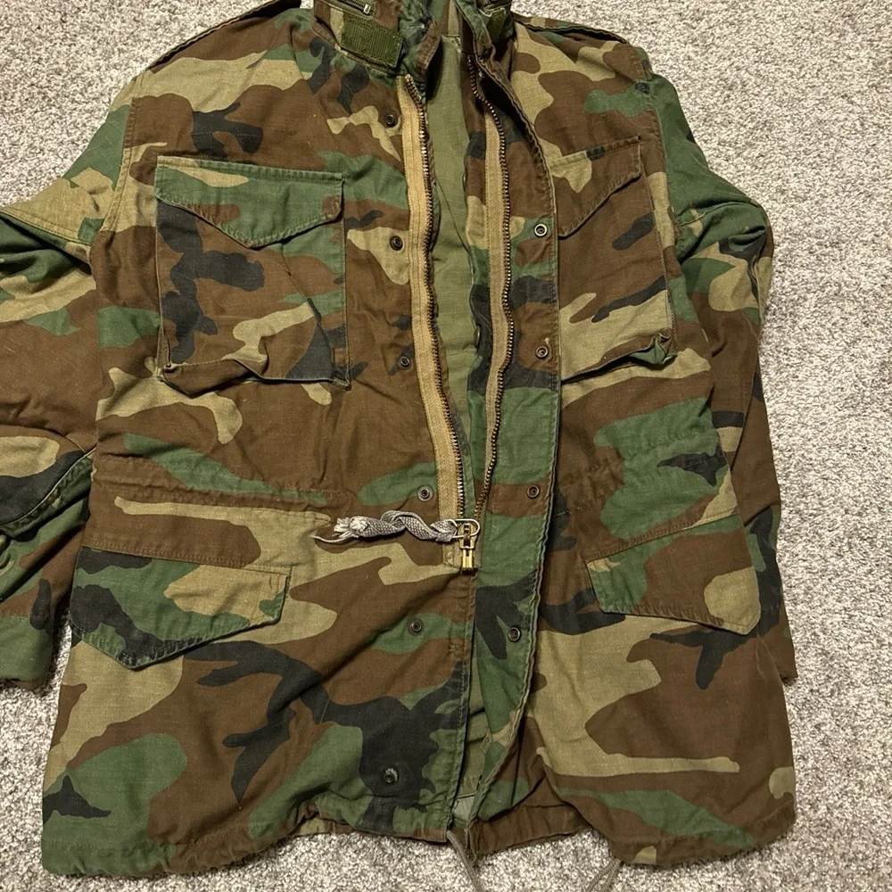 US Military M65 Field‎ Jacket Mens Small Short Woodland Camo Cold Weather Coat